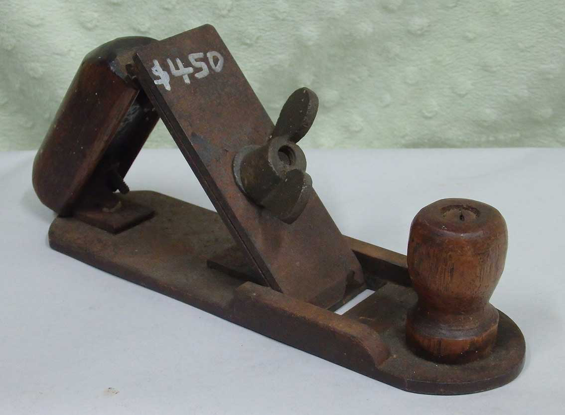 Robert McConnell wood working plane 8.75 inchel long, brass wingnut, timber knob, for sale at Heaths Old Wares, 19-21 Broadway, Burringbar, NSW. Ph: 0266771181